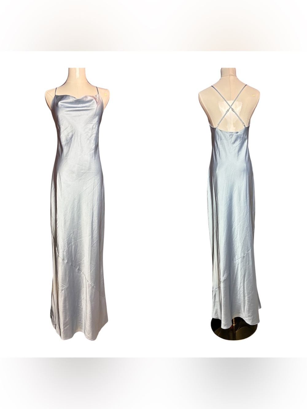 Show Me Your MuMu Powder Blue Satin Cowl Neck Slip Dress Sz XS